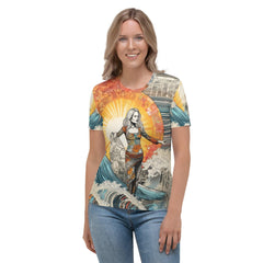 Surfing Sunsets All-Over Print Women's Crew Neck T-Shirt" - Beyond T-shirts