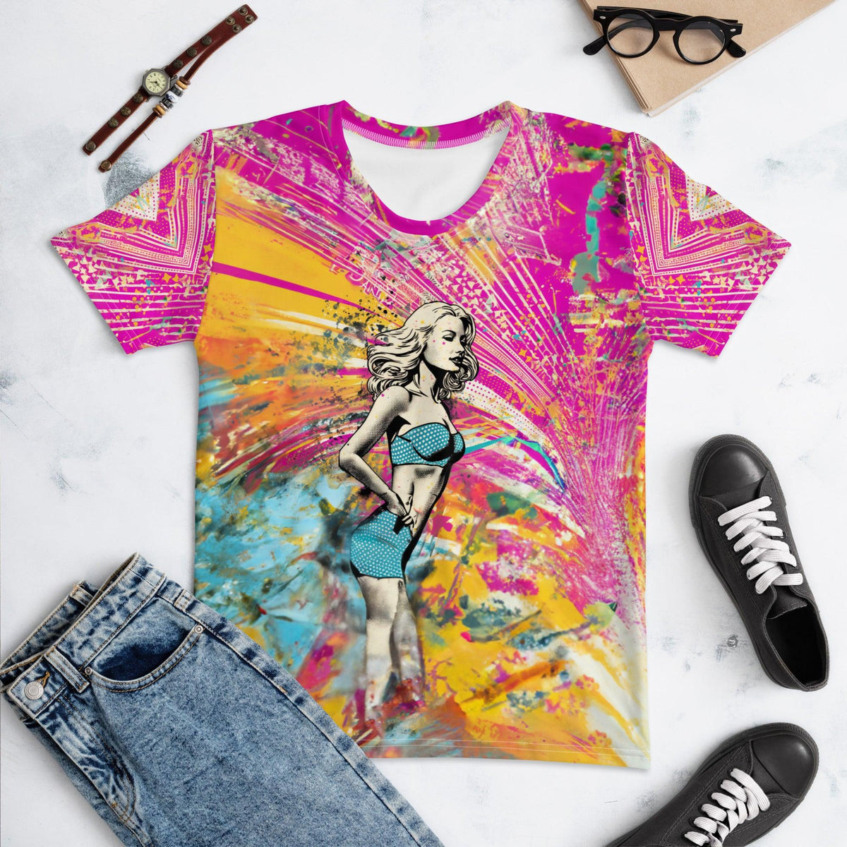 Surfer's Dream All-Over Print Women's Crew Neck T-Shirt - Beyond T-shirts