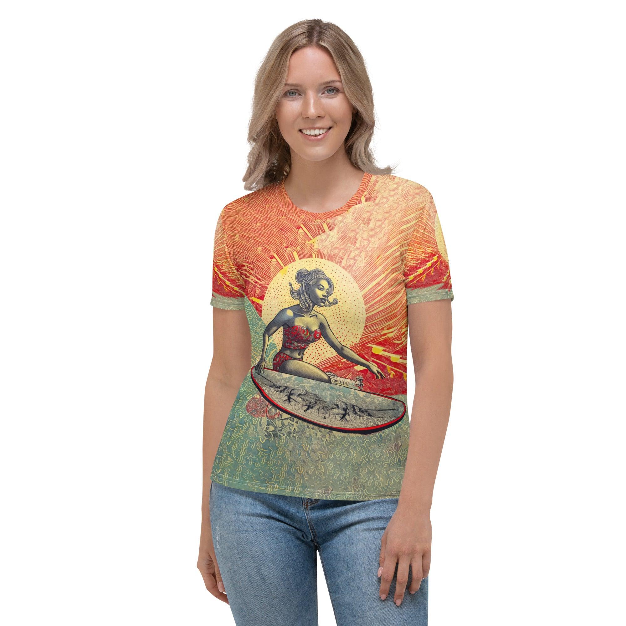 Surfing Horizon All-Over Print Women's Crew Neck T-Shirt - Beyond T-shirts