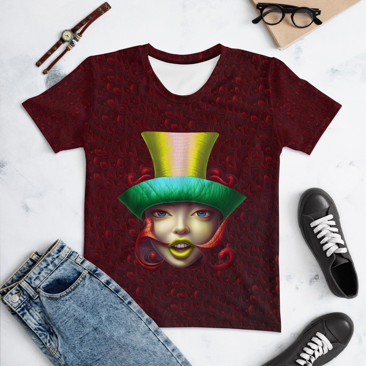 Retro Groove All-Over Print Women's Crew Neck T-Shirt - Beyond T-shirts