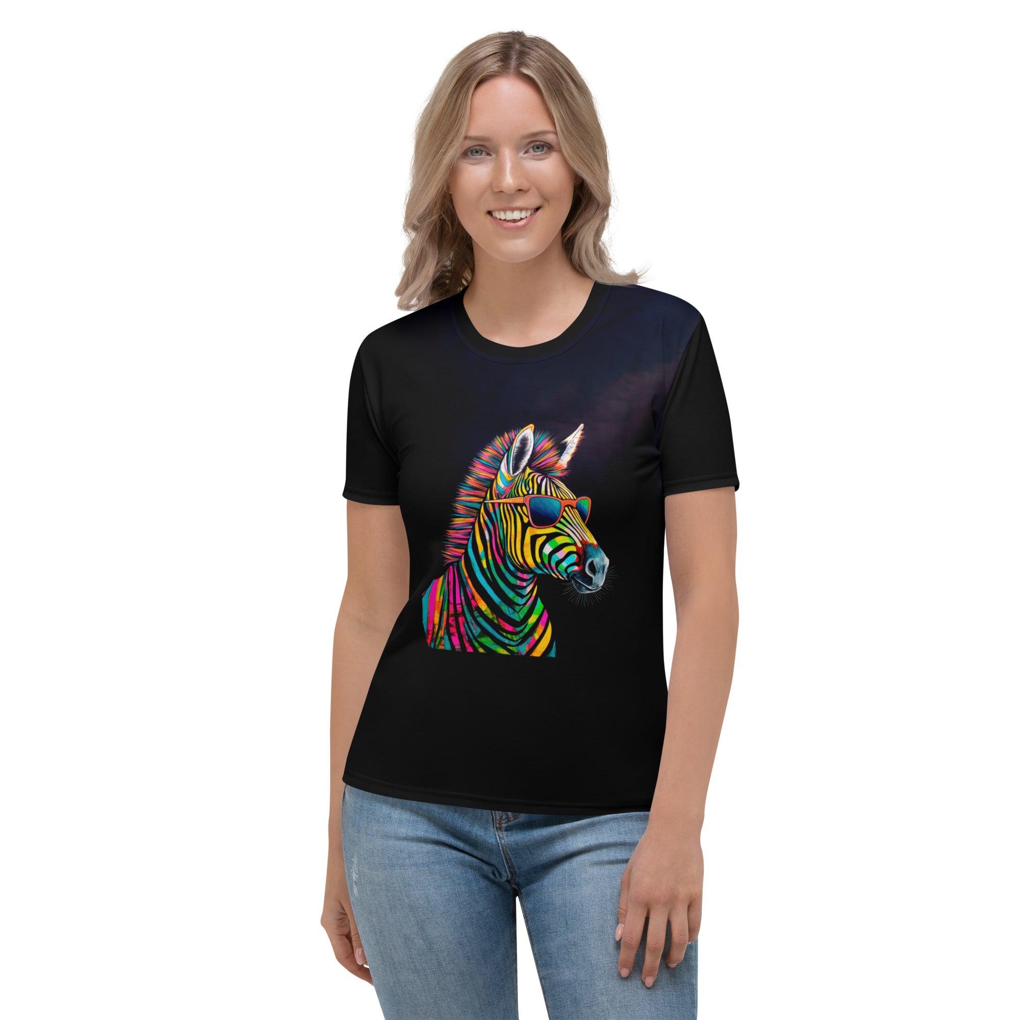 Zebra Safari All-Over Print Women's Crew Neck T-Shirt" - Beyond T-shirts