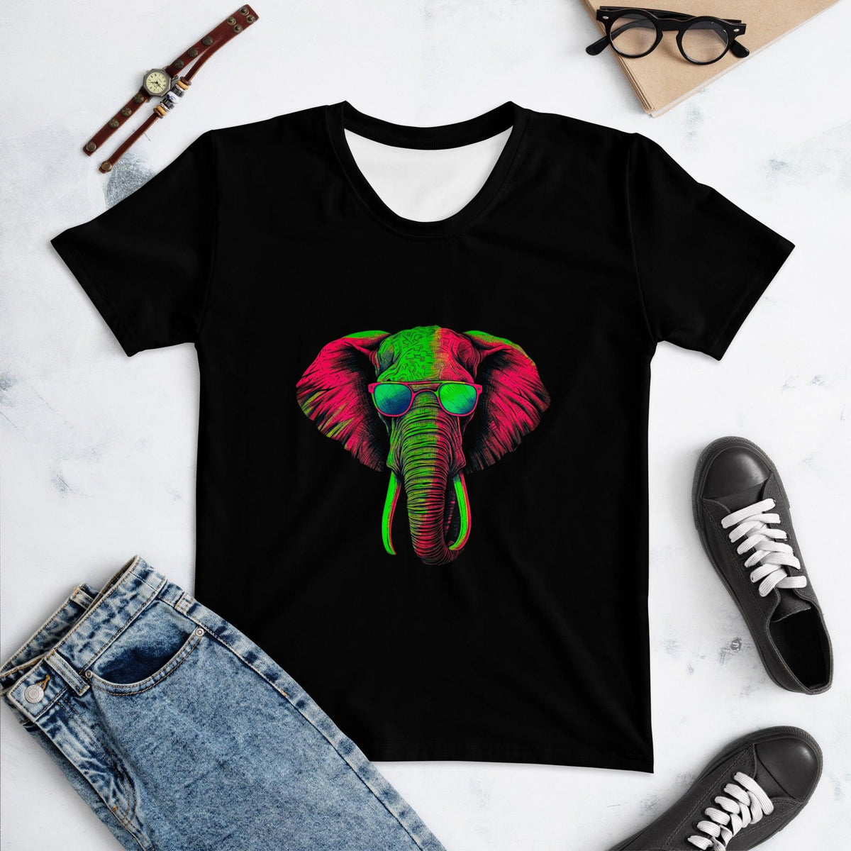 Majestic Elephant All-Over Print Women's Crew Neck T-Shirt - Beyond T-shirts