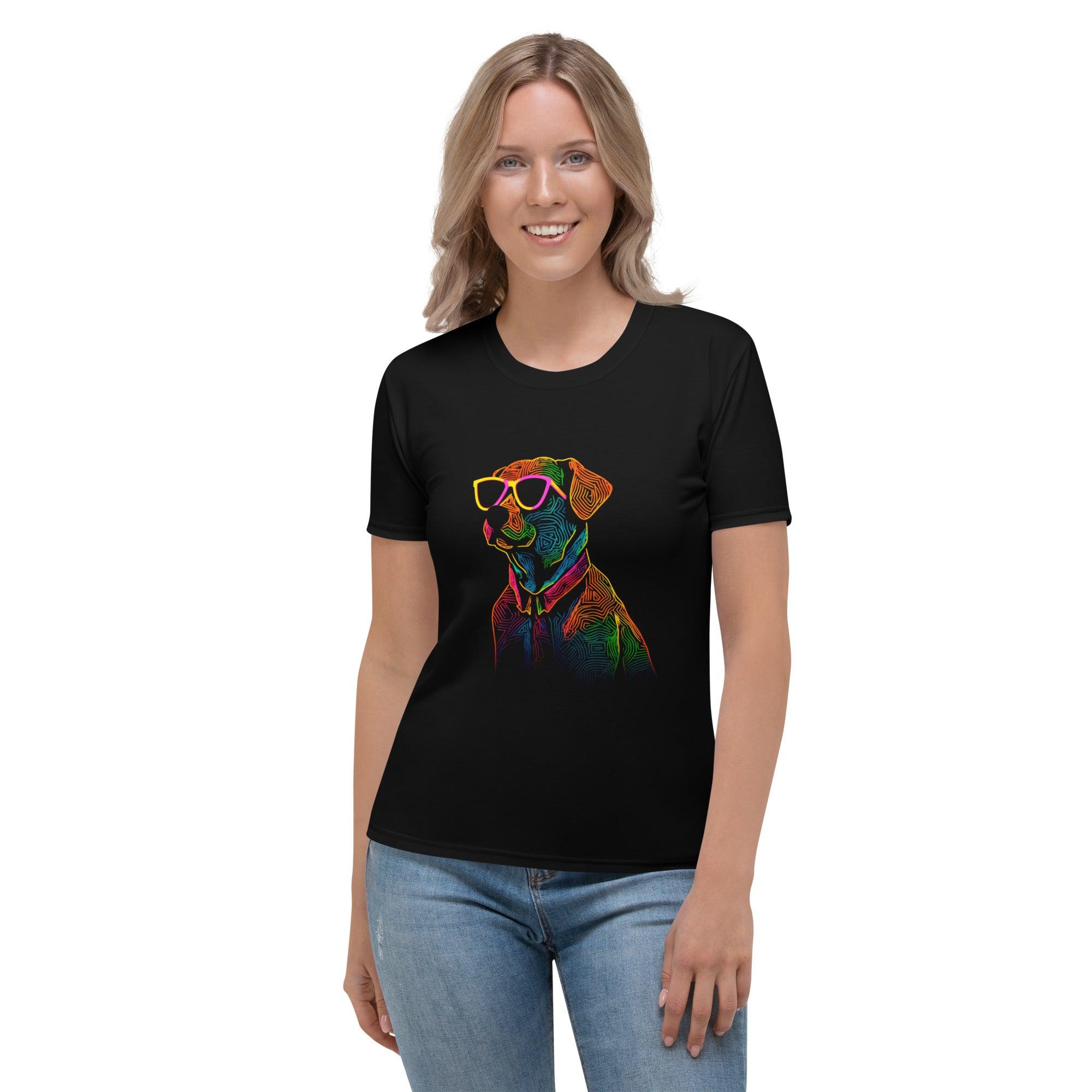 Dog Paw Prints All-Over Print Women's Crew Neck T-Shirt - Beyond T-shirts