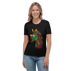 Zebra Dreams Women's All-Over Print Crew Neck T-Shirt - Beyond T-shirts