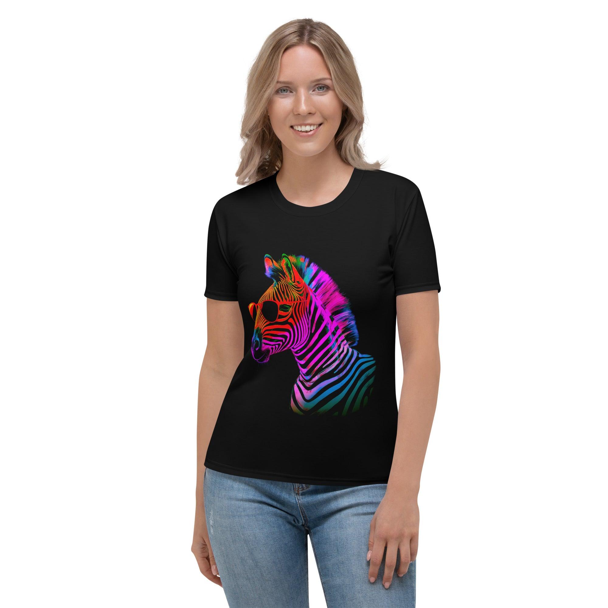 Zebra Zen Women's All-Over Print Crew Neck Tee - Beyond T-shirts