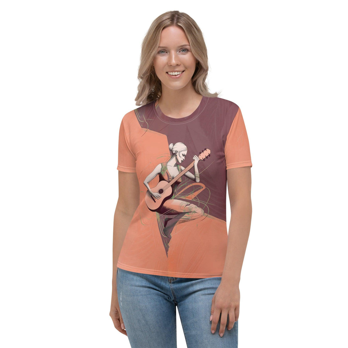 Harmonious Haute Women's All-Over Print Crew Neck T-Shirt - Beyond T-shirts