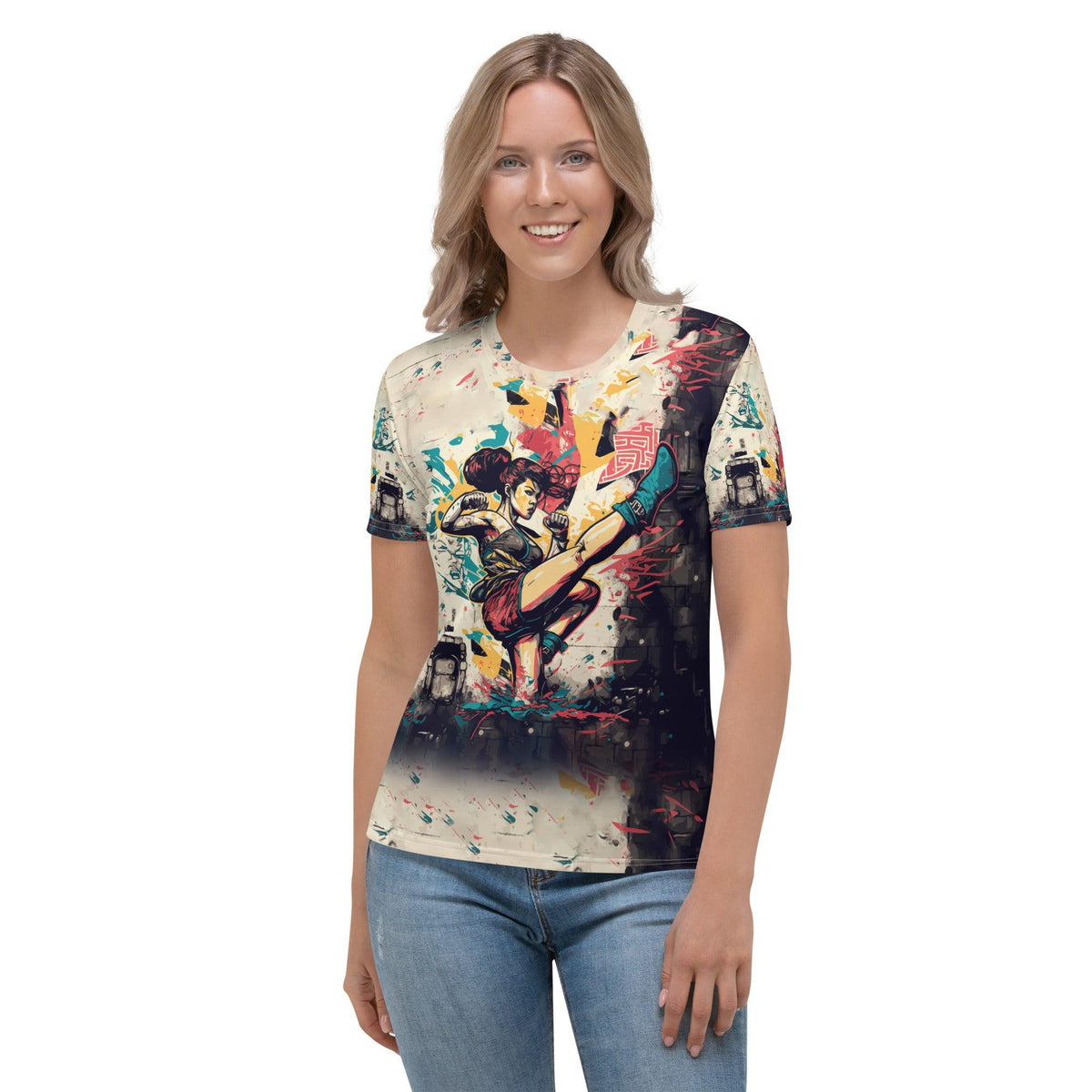 Kickboxer's Pride Crew Neck Tee All-Over Kickprint - Beyond T-shirts