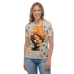 Rhythmic Notes Women's All-Over Print Crew Neck T-Shirt - Beyond T-shirts