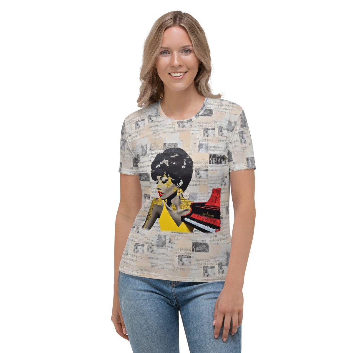 Electric Harmony Women's Music Themed Crew Neck T-Shirt - Beyond T-shirts