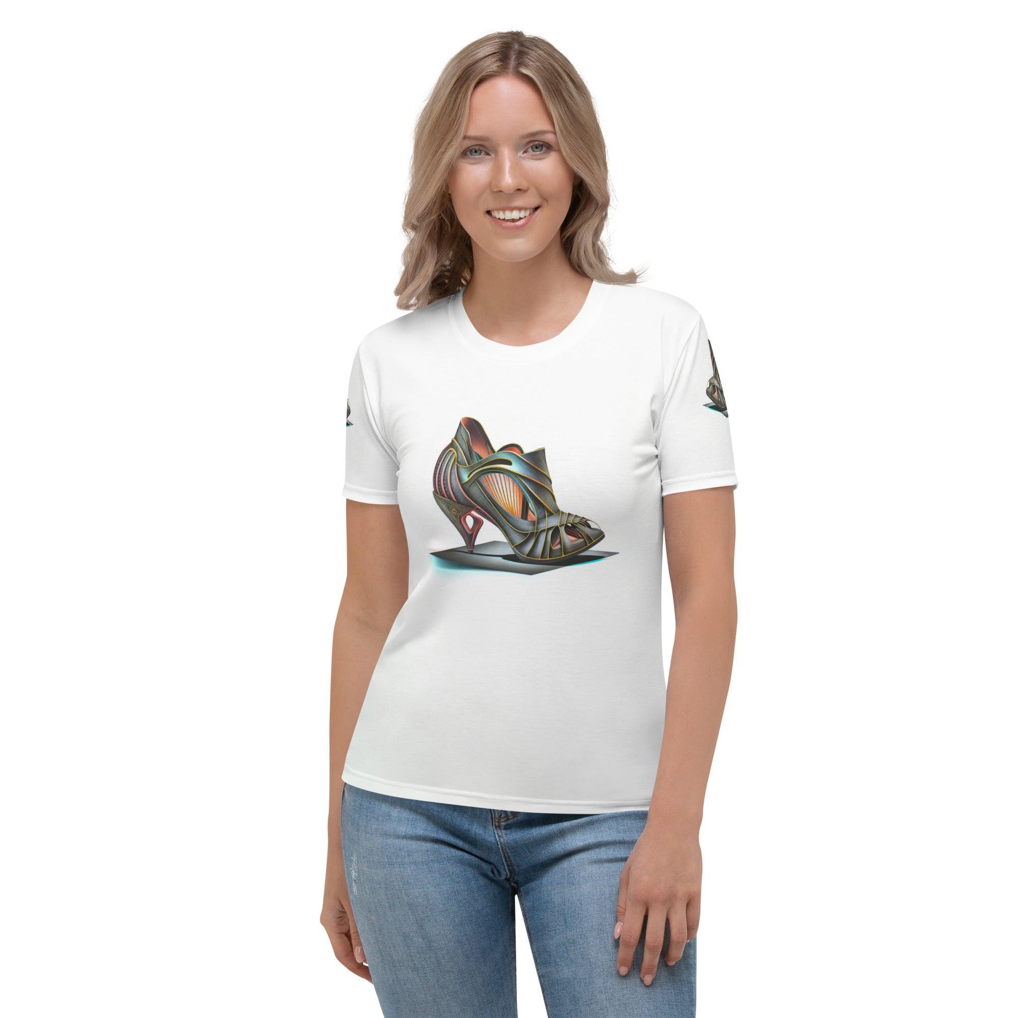 Nebula Stride Futuristic Shoes Women's All-Over Print Tee - Beyond T-shirts