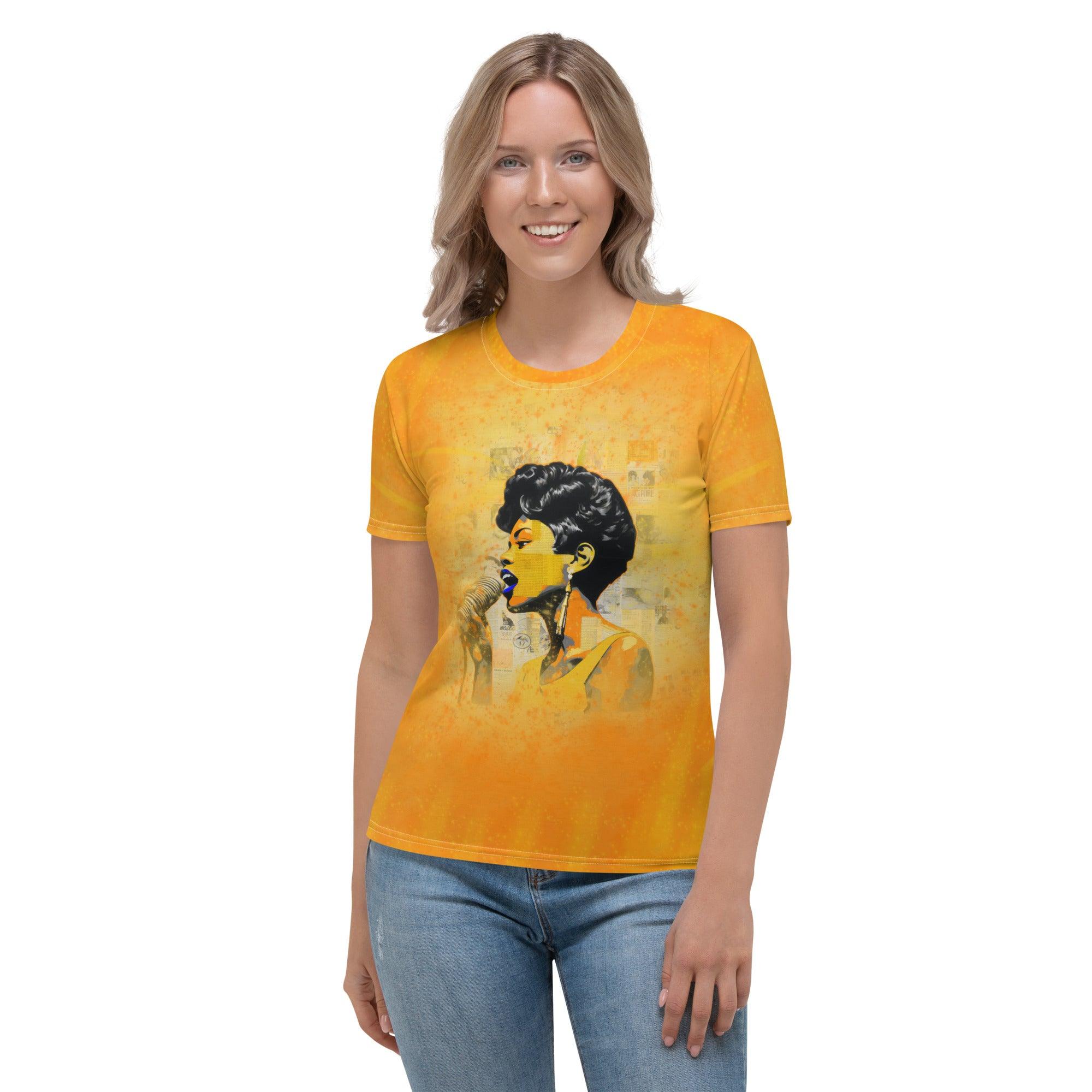 Vibrant Serenity Women's Music Themed Crew Neck T-Shirt - Beyond T-shirts