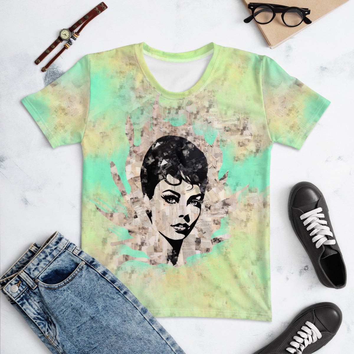 Jazz Nights All-Over Print Women's Crew Neck T-Shirts