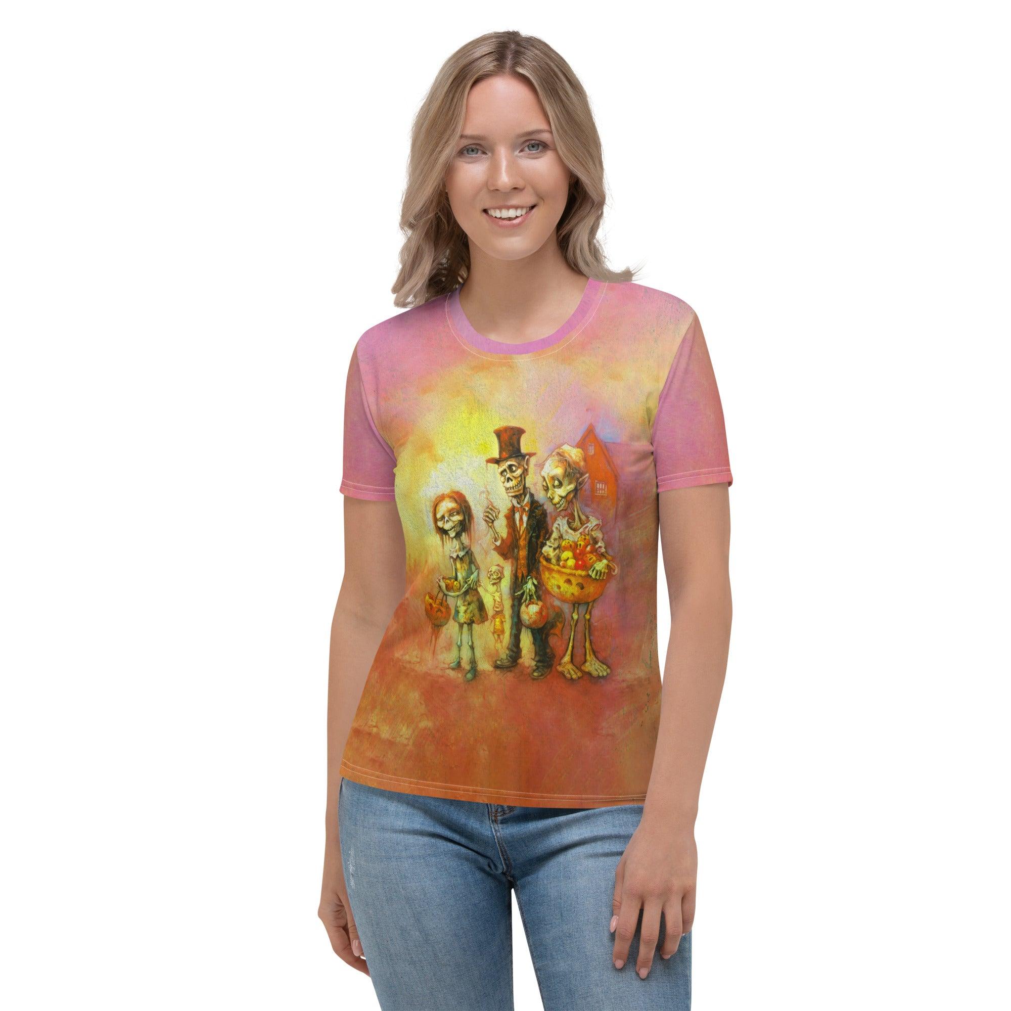 Ghosts And Ghouls All-Over Print Women's Crew Neck T-Shirt - Beyond T-shirts