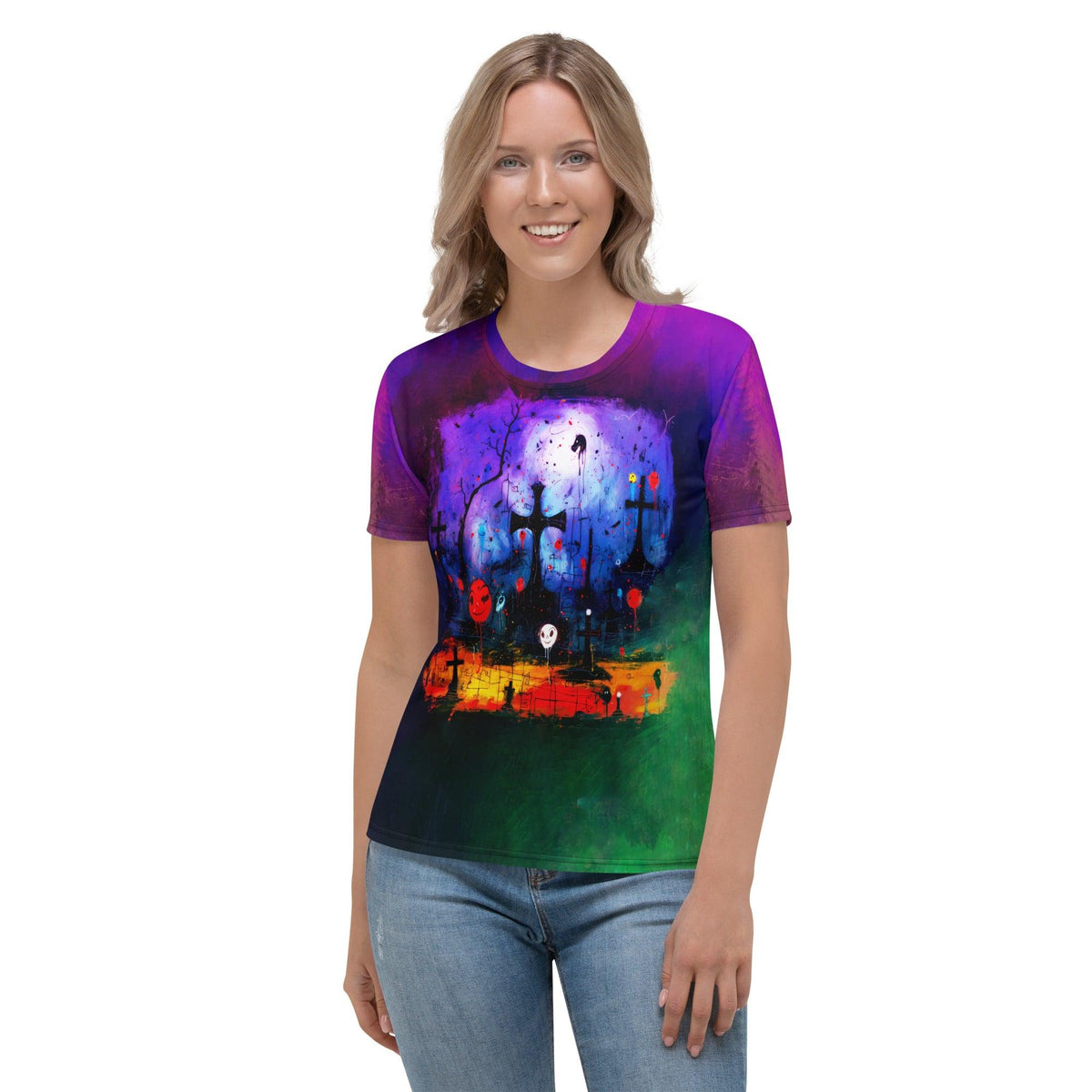 Zombie Zone Halloween Women's Crew Neck T-Shirt - Beyond T-shirts