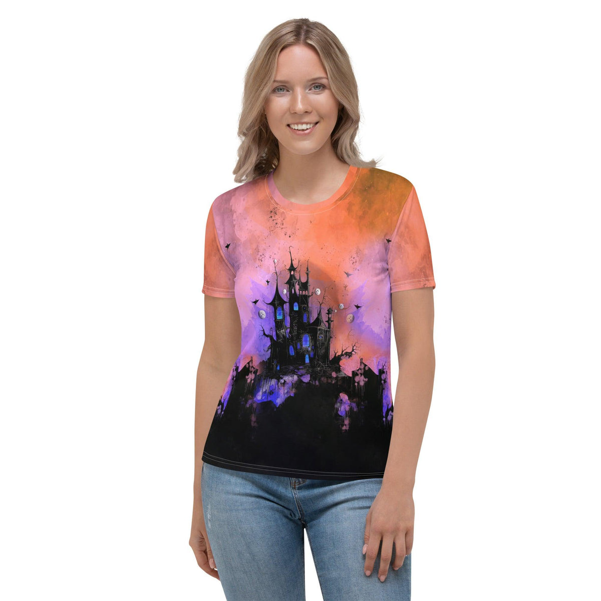 Spiders And Skeletons All-Over Print Women's Crew Neck T-Shirt - Beyond T-shirts