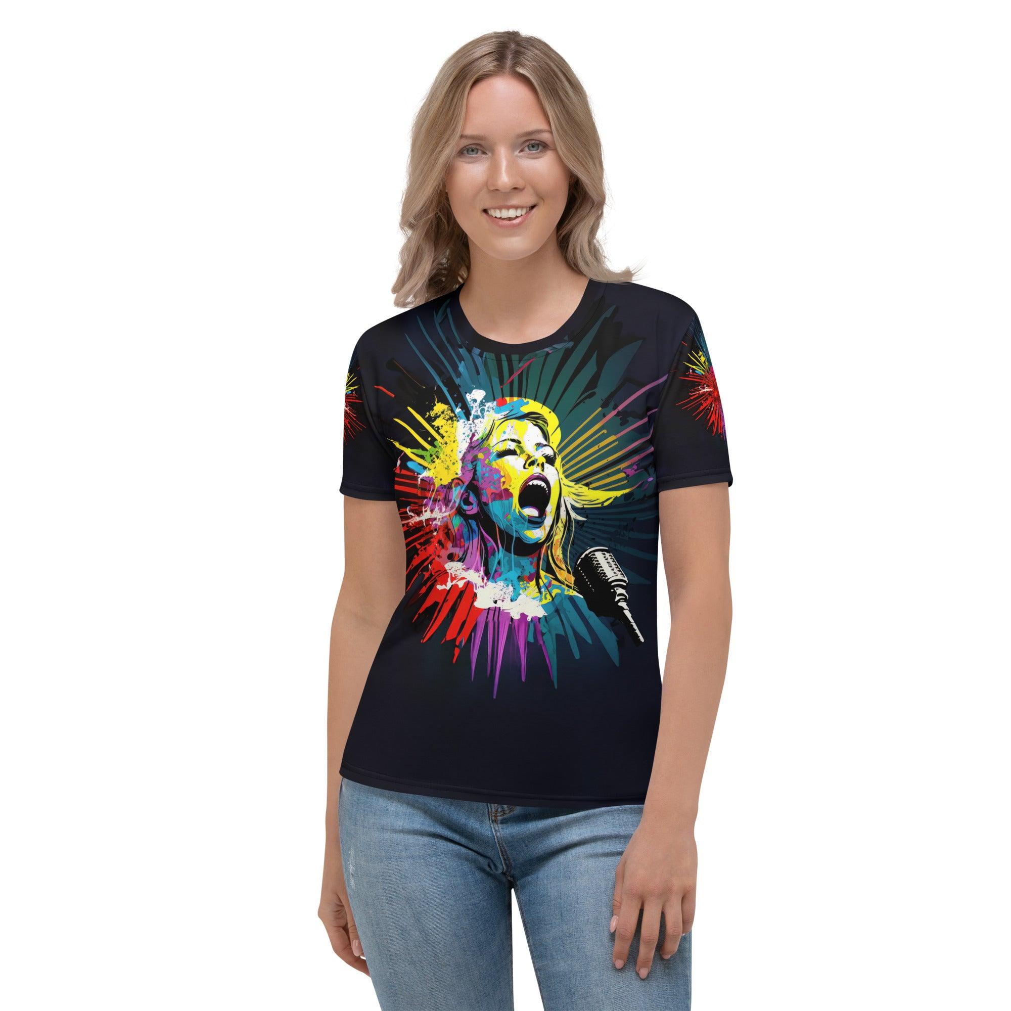 Graffiti Groove All-Over Print Women's Crew Neck T-Shirt - Beyond T-shirts