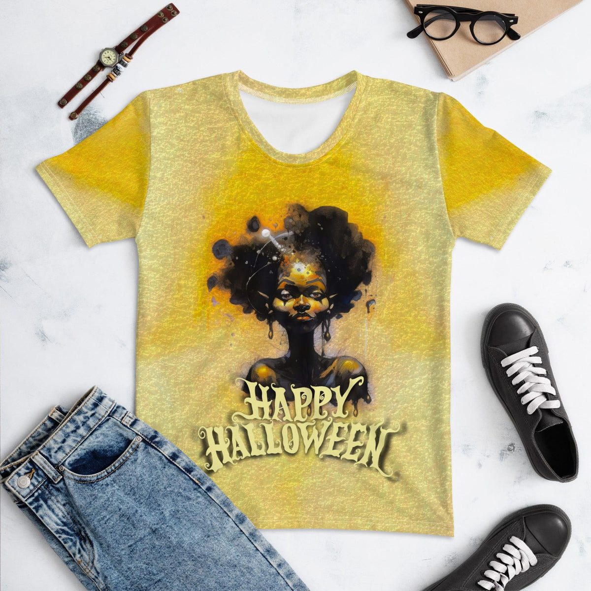 Ghostly Greetings All-Over Print Women's Crew Neck T-Shirt - Beyond T-shirts