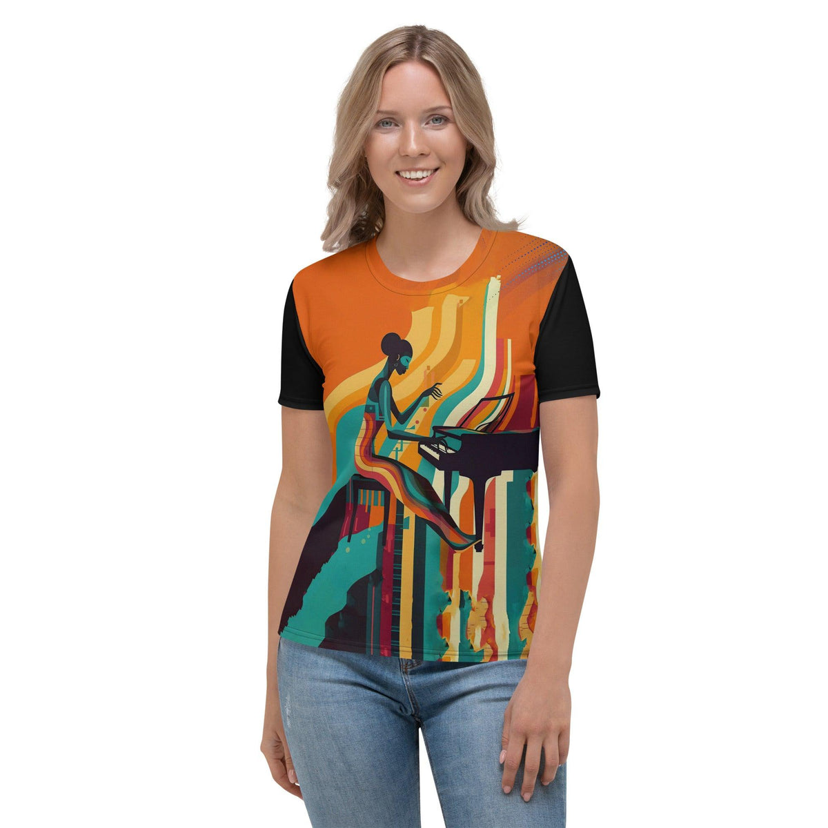 Piano Keys All-Over Print Women's Crew Neck T-Shirt - Beyond T-shirts