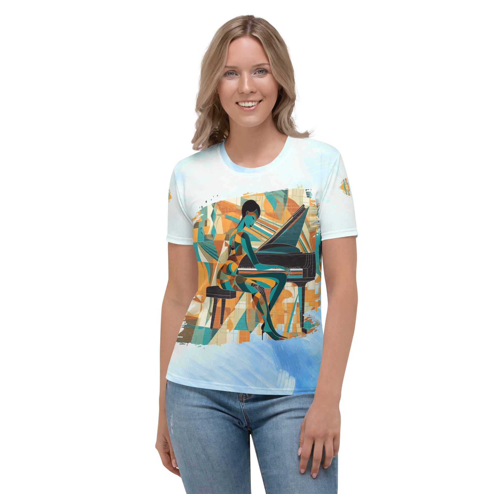 Vinyl Vibes All-Over Print Women's Crew Neck T-Shirt - Beyond T-shirts