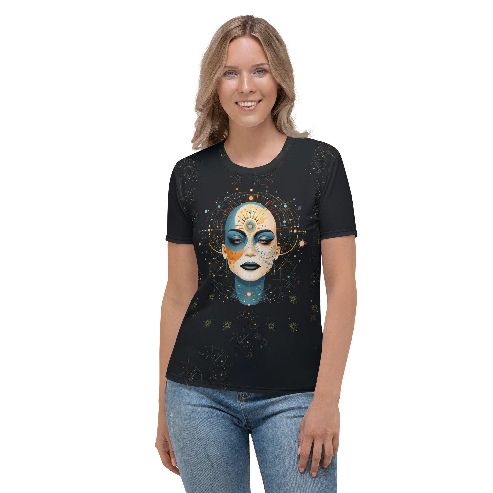 Vibrant Womanhood: Abstract Women Painting Crew Neck - Beyond T-shirts