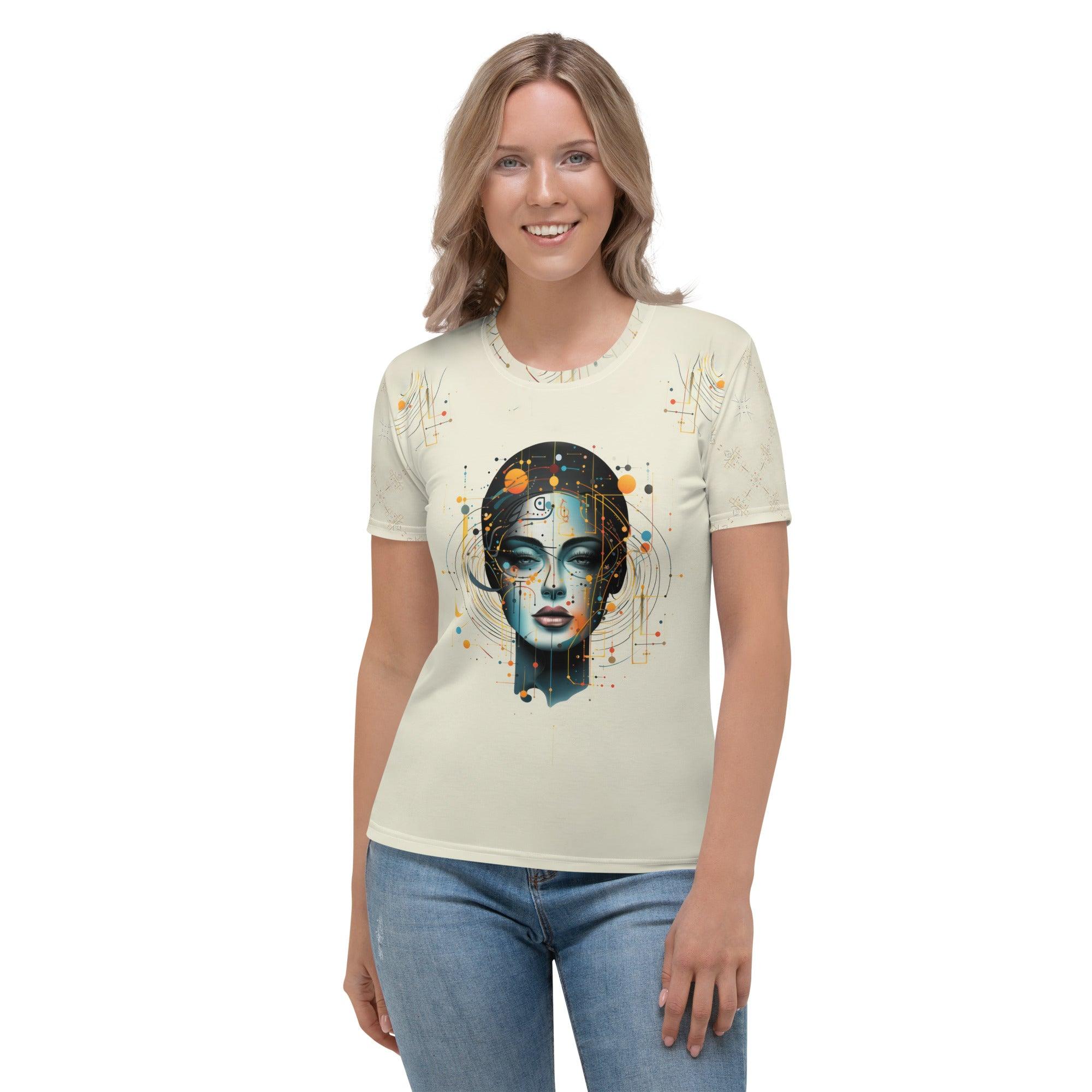 Empowering Expressions: Abstract Women Painting Crew Neck - Beyond T-shirts