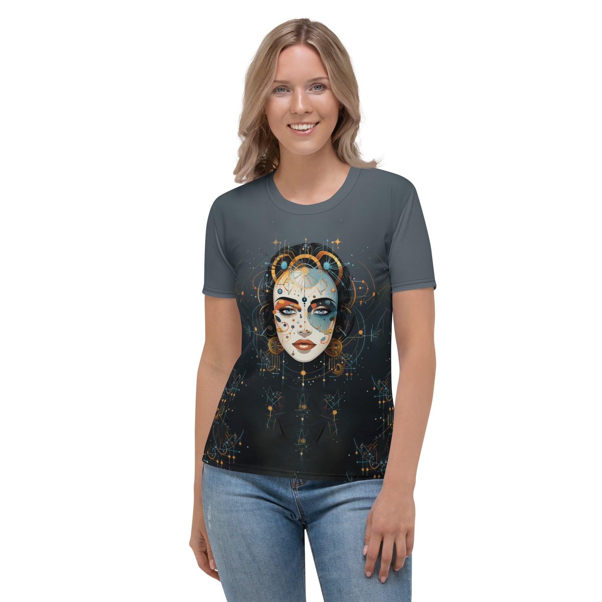 Abstract Grace Unveiled: Women's Art Crew Neck - Beyond T-shirts