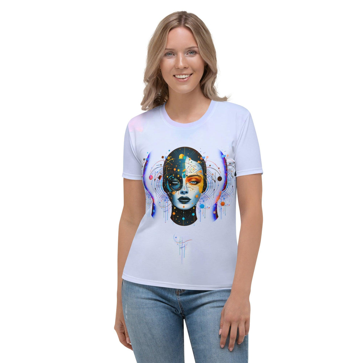 Empowerment in Abstract Elegance: Women's Art Crew Neck - Beyond T-shirts