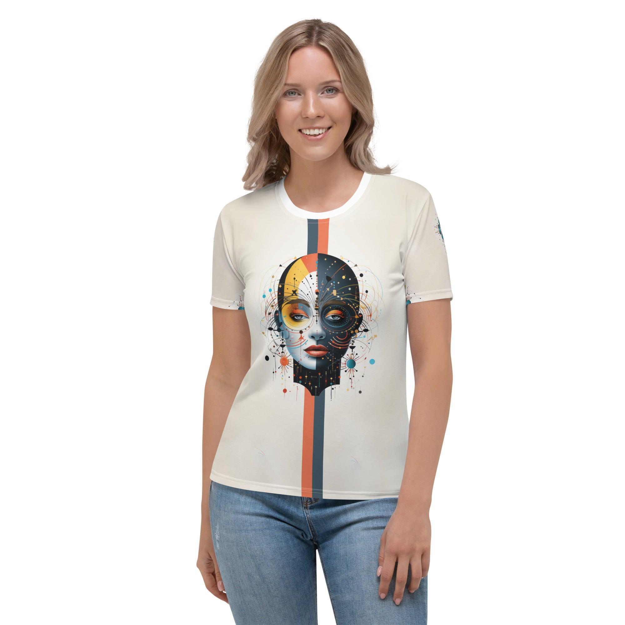 Abstract Portraits of All-Over Women's Essence Crew Neck - Beyond T-shirts