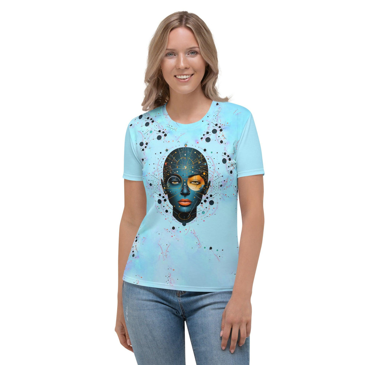 Empowering Expressions in Abstraction All-Over Women's Art Crew Neck - Beyond T-shirts