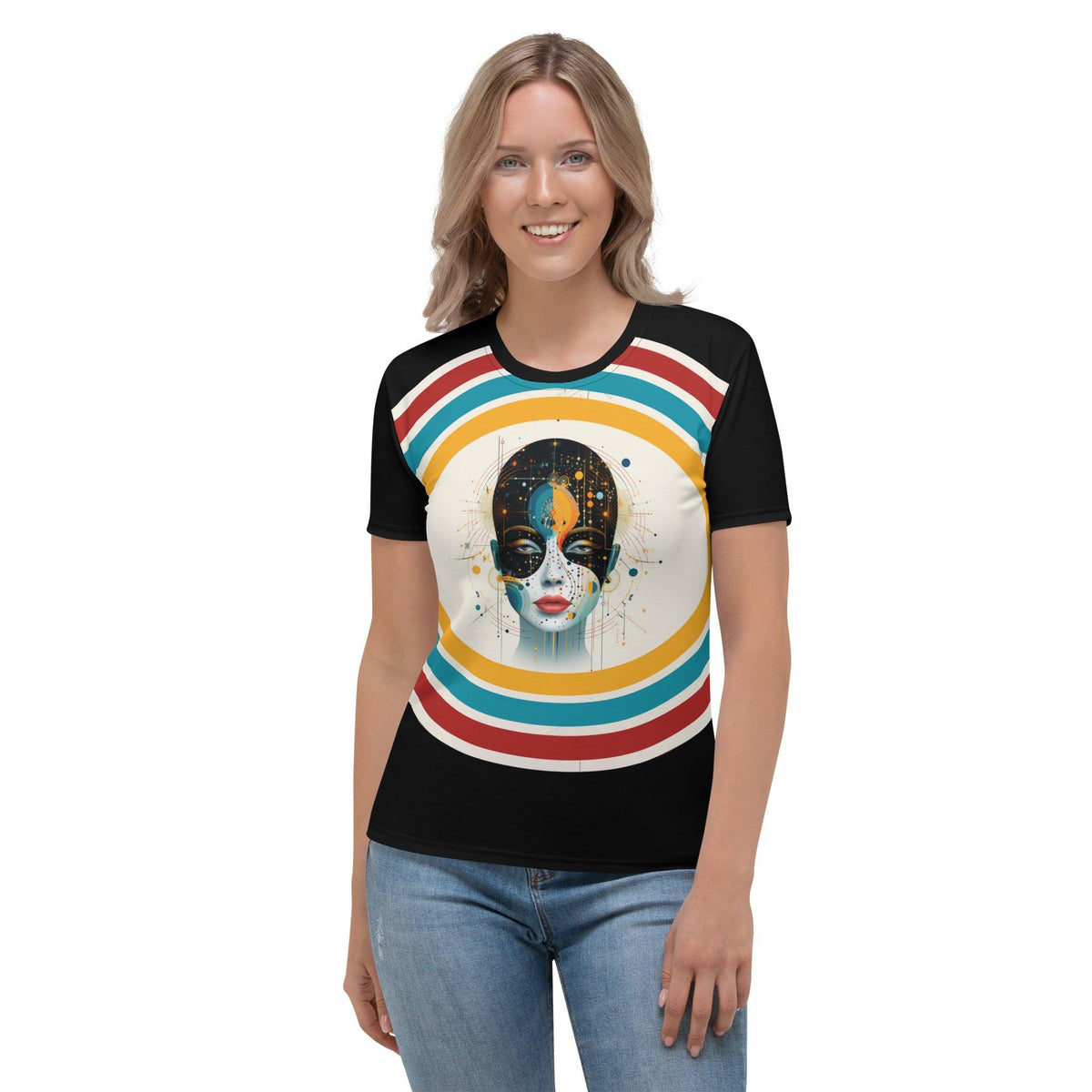 Elegance in Abstraction: Women's Crew Neck - Beyond T-shirts