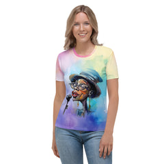 Lighthearted Lyrics Caricature Crew Neck T-Shirt