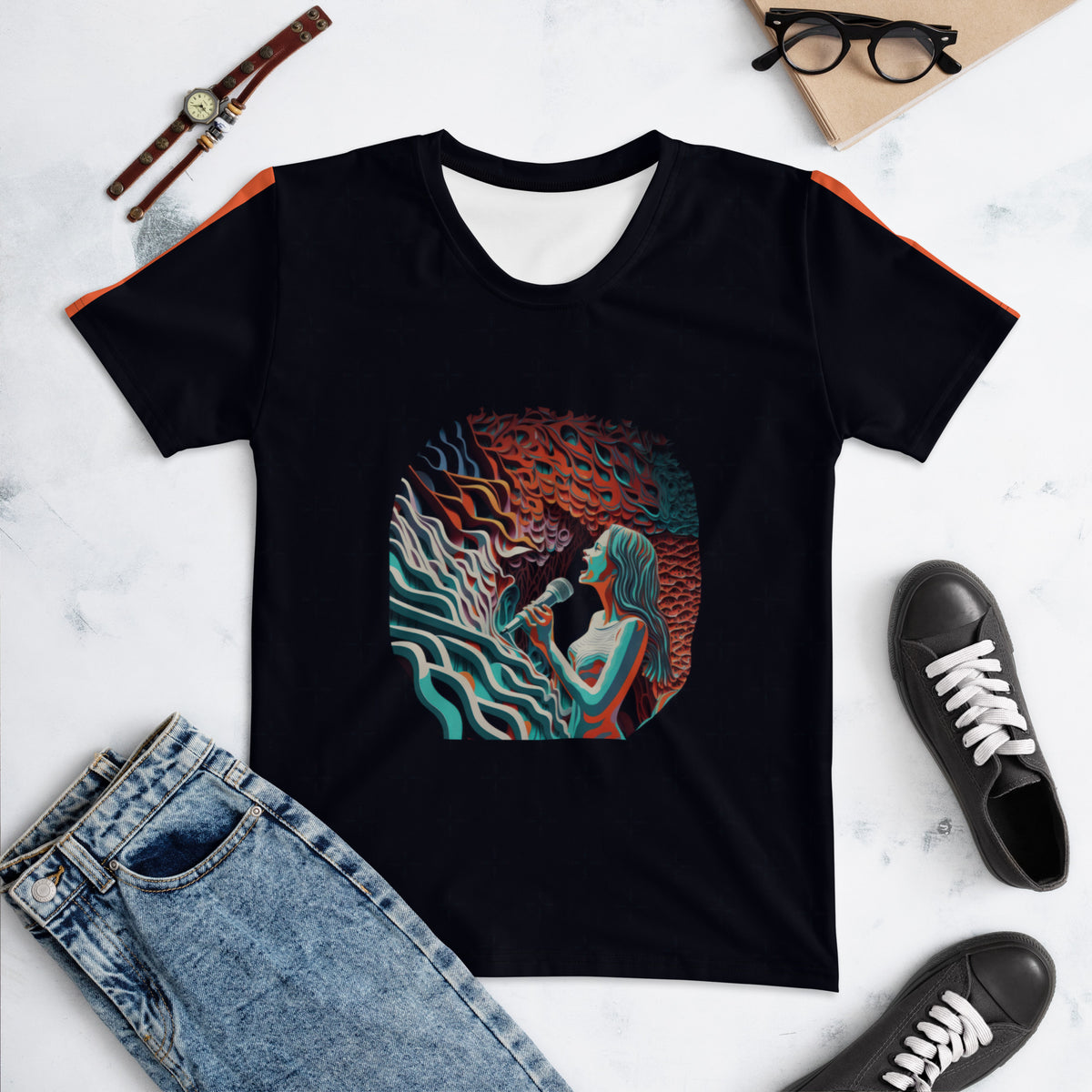 Melodic Muse All-Over Print Women's Crew Neck T-Shirt