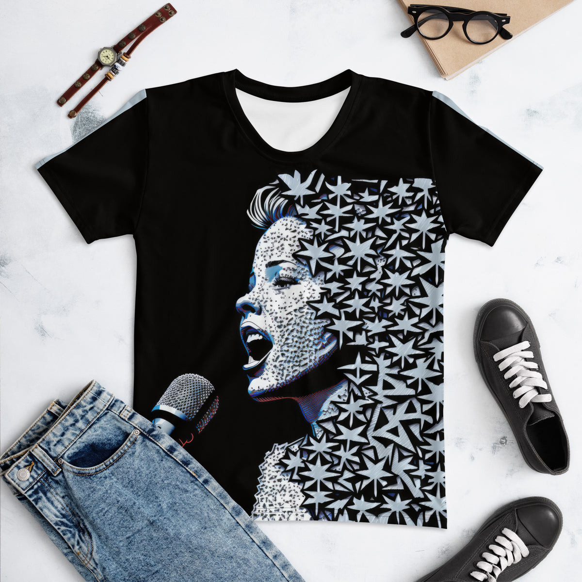 Musical Mosaic All-Over Print Women's Crew Neck