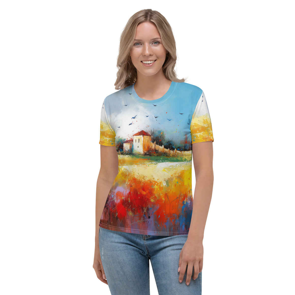 Tranquil Lakeside Retreat Women's Crew Neck T-Shirt