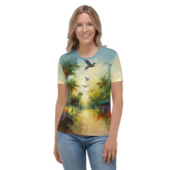 Coastal Breeze Horizon All-Over Print Women's Crew Neck T-Shirt