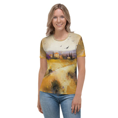 Sakura Blossom Serenity All-Over Print Women's Crew Neck T-Shirt