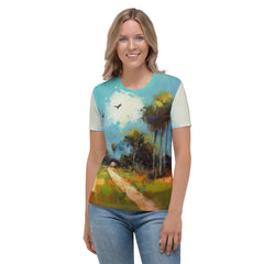 Starry Night Reflection All-Over Print Women's Crew Neck T-Shirt