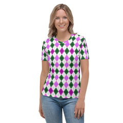 Golden Diamonds All-Over Print Women's Crew Neck T-Shirt