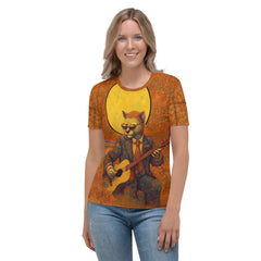 Majestic Cat All-Over Print Women's Crew Neck T-Shirt