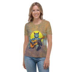 Charming Calico All-Over Print Women's Crew Neck T-Shirt