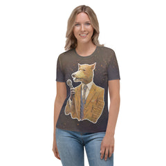 Foxy Elegance All-Over Print Women's Crew Neck T-Shirt