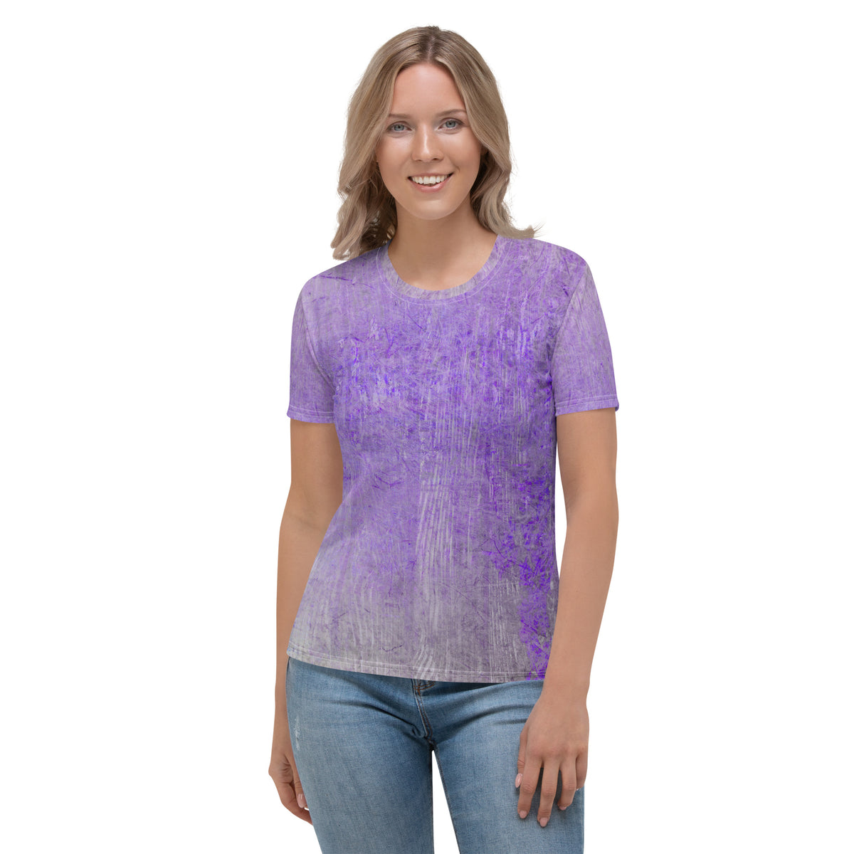 Jacquard Jet Texture Women's Crew Neck T-Shirt