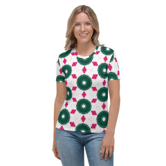 Radiant Rose Diamond Elegance Women's Crew Neck T-Shirt