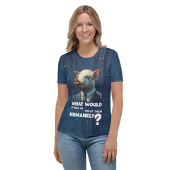 Whimsical Piggy Garden Women's Crew Neck T-Shirt