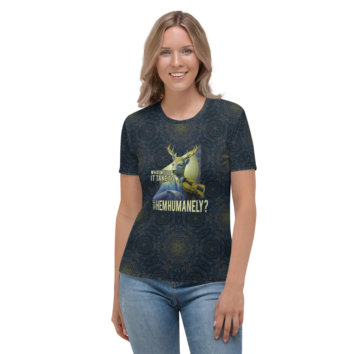 Whimsical Wolf Dreamer All-Over Print Women's Crew Neck T-Shirt