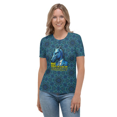 Playful Monkey Musician All-Over Print Women's Crew Neck T-Shirt