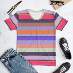 Tropical Bliss Colorful Stripe All-Over Print Women's Crew Neck T-Shirt