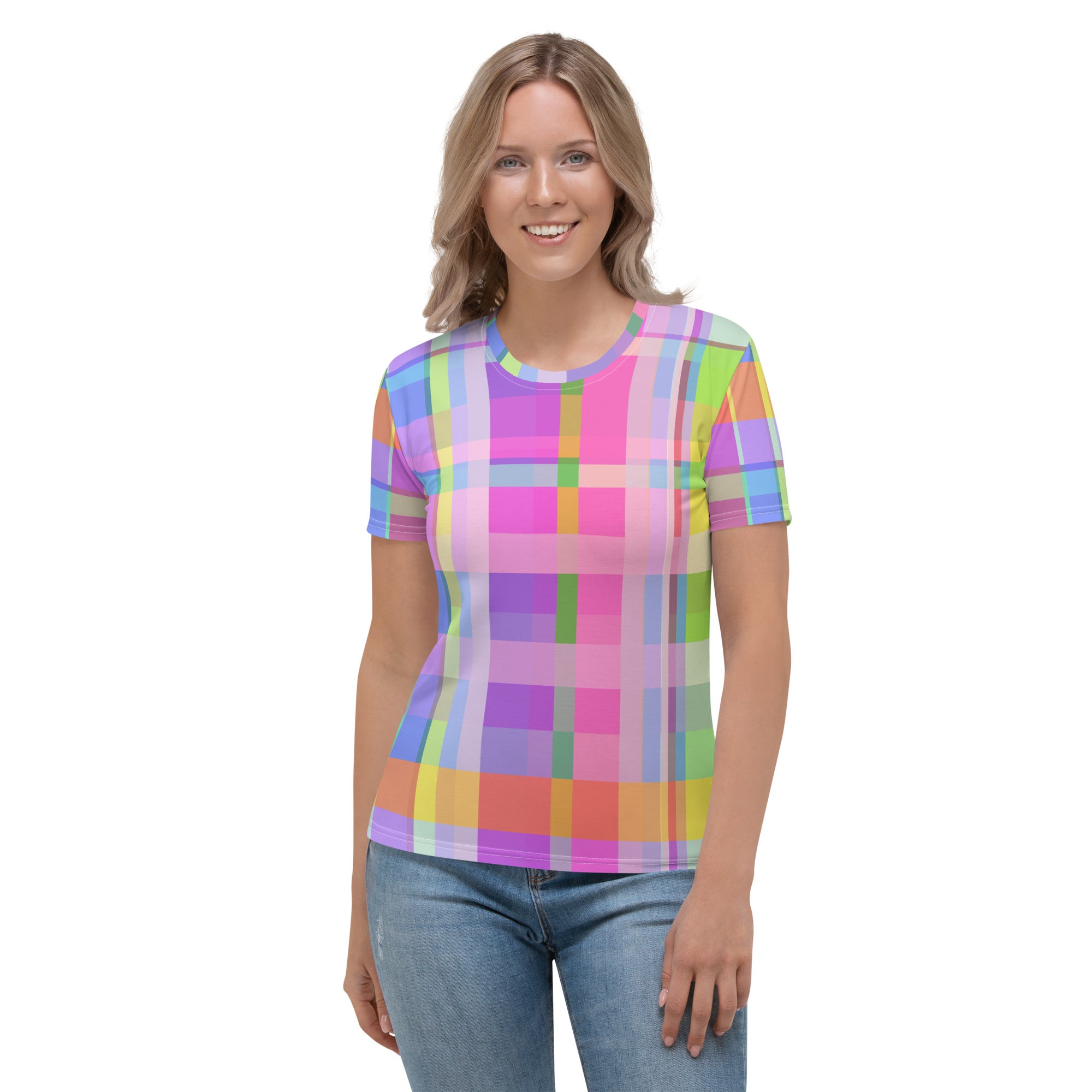 Fashionable Women's T-Shirt with a dazzling Neon Burst design, combining comfort with bold style.