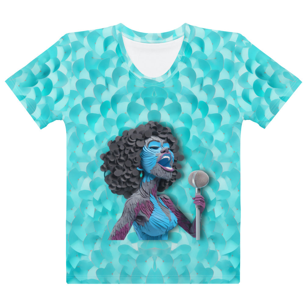 Electric Vibes crew neck t-shirt for women in vibrant colors.