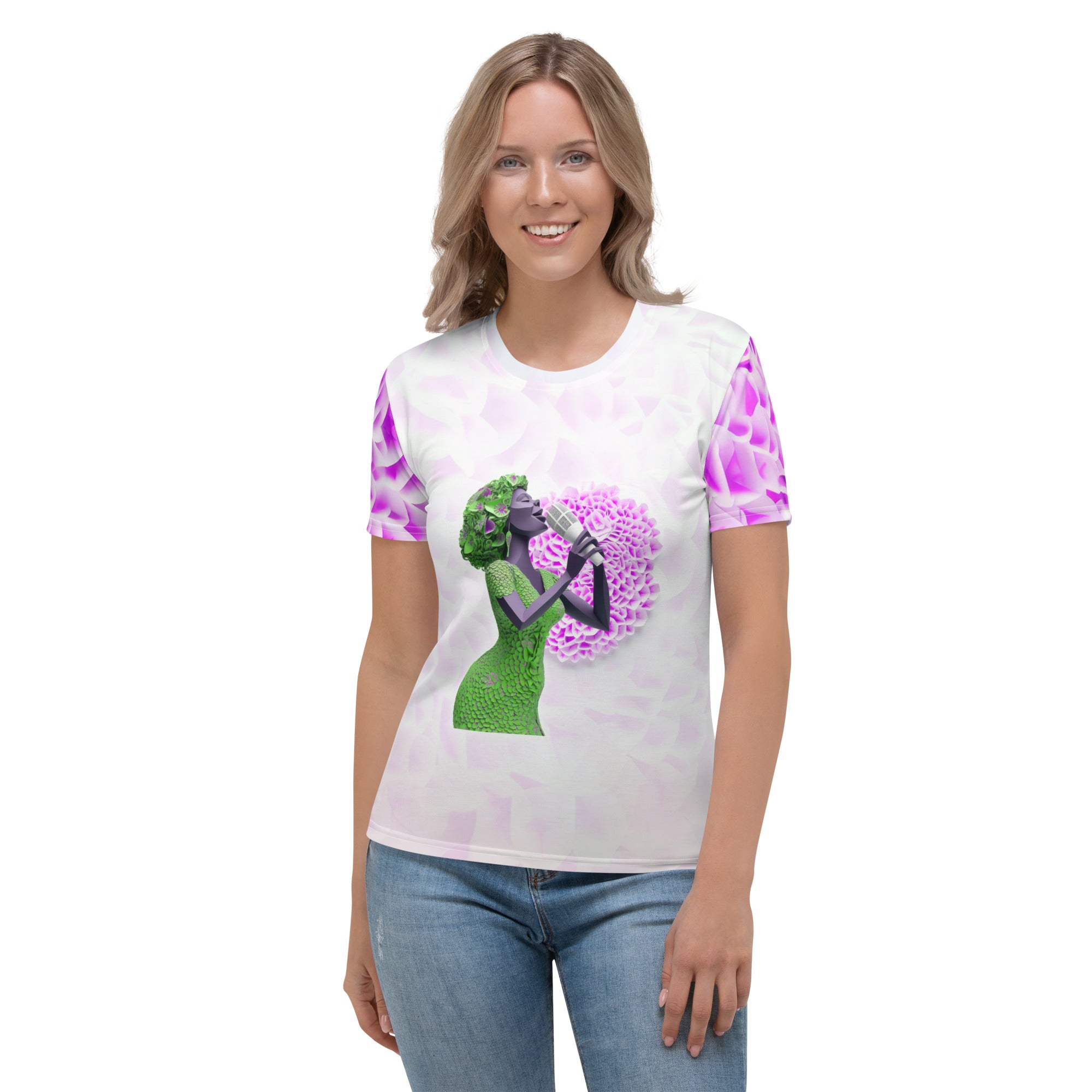 Pop Art Harmony T-Shirt for Women with Colorful Design